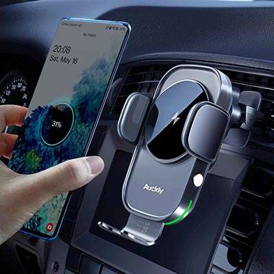 Support Chargeur Voiture Magnétique Auto-rotatif - Charge Sans Fil 15W Rapide - Fixation Grille D'aération - Universel