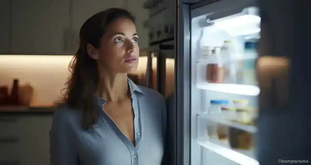 Frigo inverter c'est quoi - femme perplexe devant son frigo
