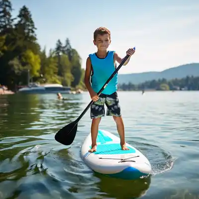 Taille paddle - enfant en paddle sur une riviere